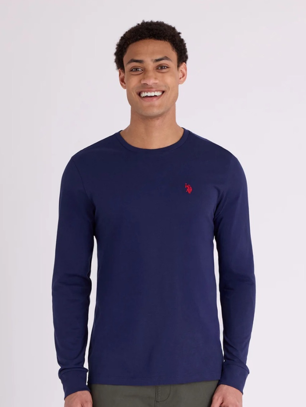 US polo association Blue Long Sleeve Tee with polo pony logo.